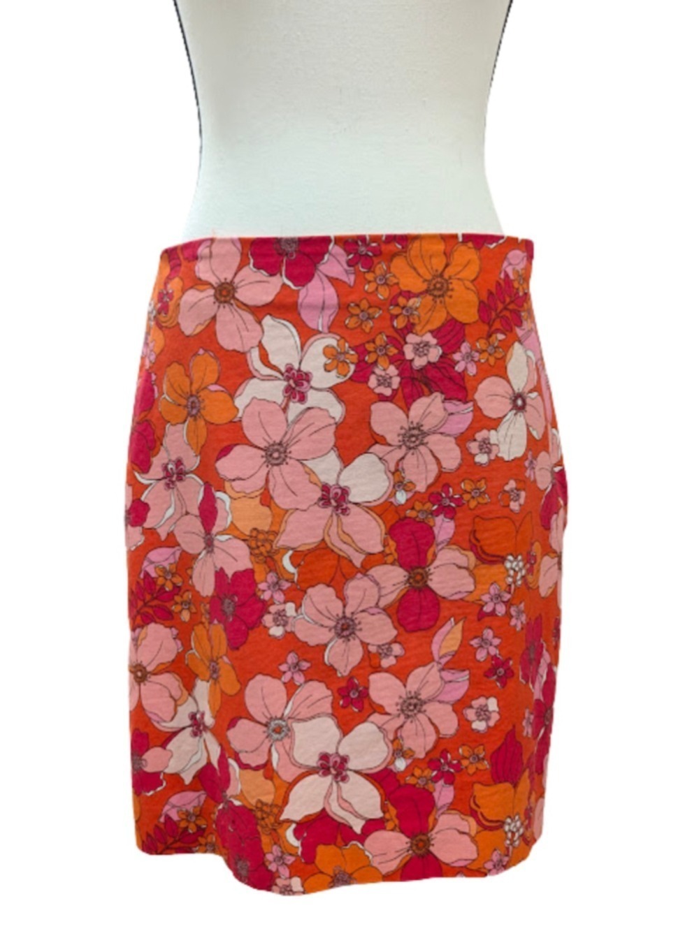 Talbots Floral Pencil Skirt Petite 4P Cottagecore Preppy Stretch Cotton